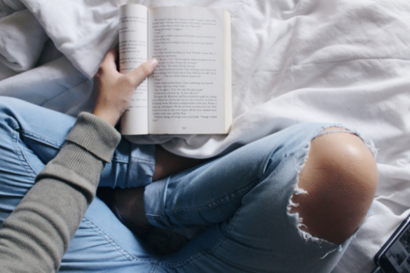 woman reading book