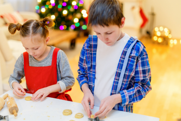 Kids baking at Christmas