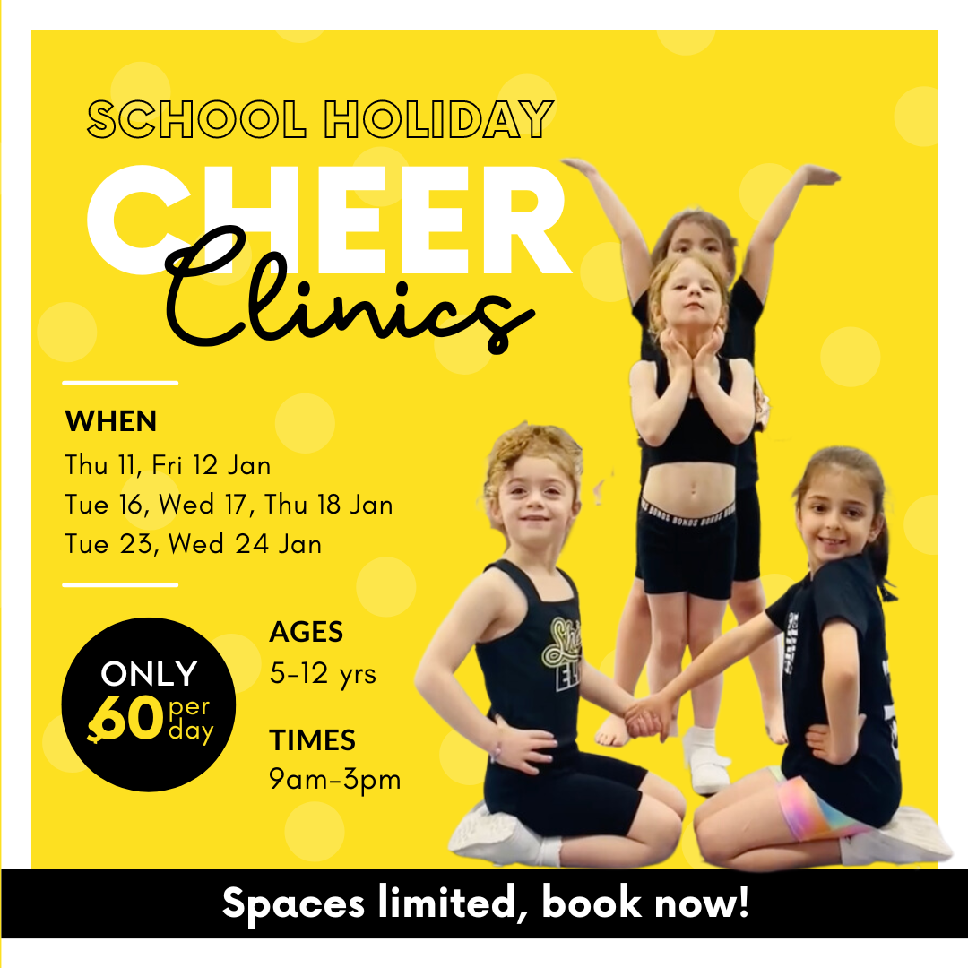 Cheer Clinics are on again these school holidays!